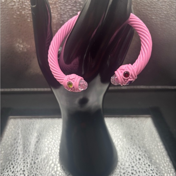 Pink Twisted Bracelet with Gemstone Accents